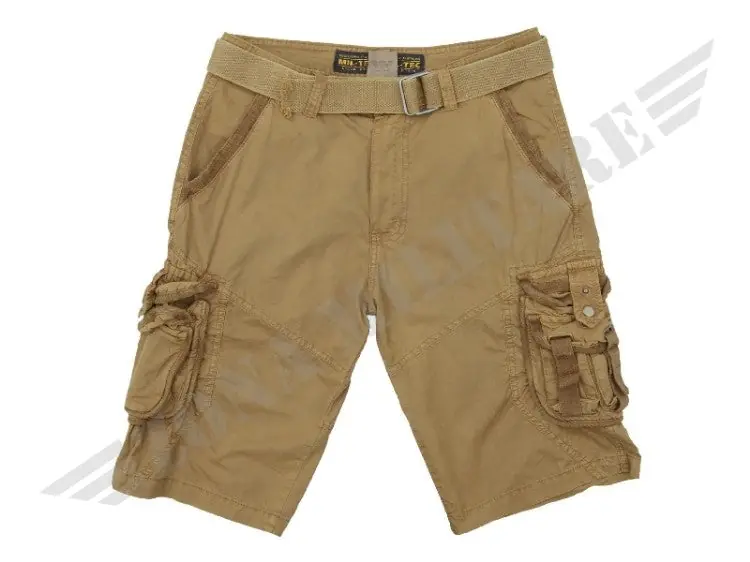 Bermuda Miltec Vintage Colorazione Kaky Con Cintura