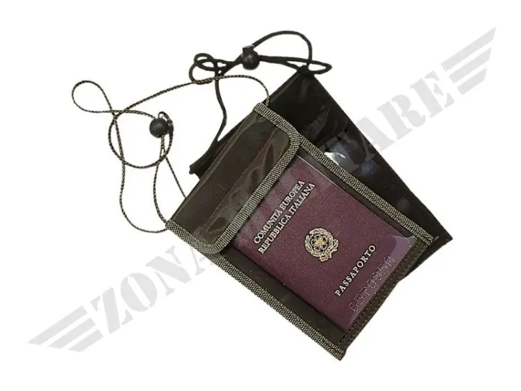 Porta tesserino e Porta Documenti In Nylon Colore Nero Con Cordino