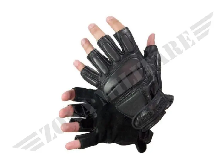 Guanti Half Armour Vega Holster Neri Pelle