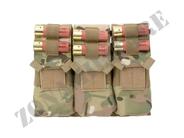 Porta Caricatori Tripla 5.56 Con Porta Cal.12 Multicam 8 Fields