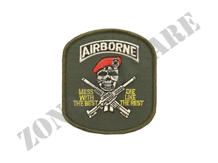 Patch Termo Adesiva Ricamata Airborne Con Teschio