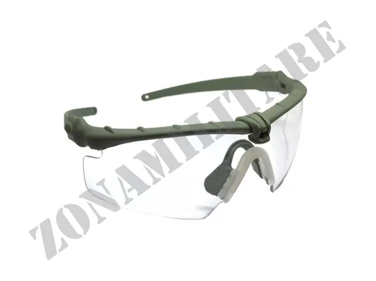 Occhiale Tattico Verde Con Lenti Bianche