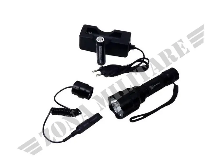 Torcia Js Tactical 250 Lumen Con Batteria Ricaricabile