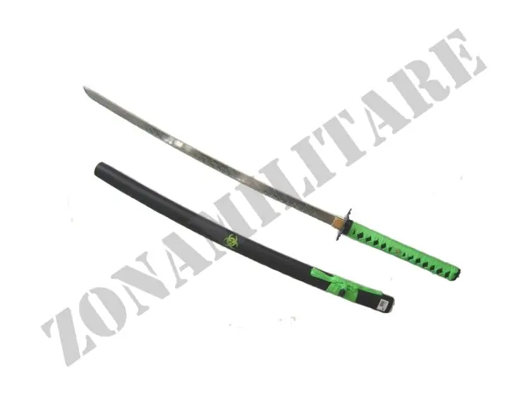 Katana Zombie Biohazard Acciaio E Sangue Verde Lama