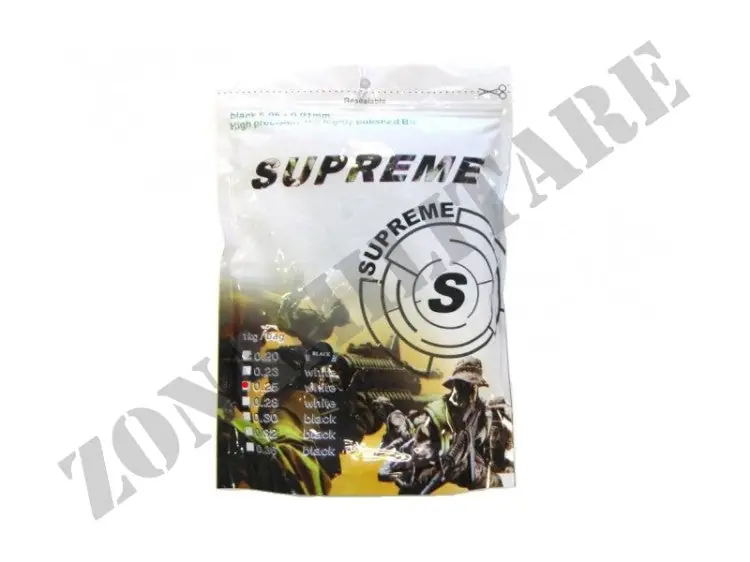 BUSTA DI PALLINI BIANCHI DA 1Kg 0.25 GRAMMI SUPREME