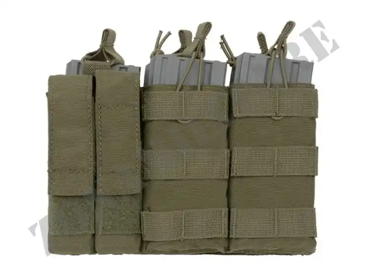 Triple 5.56 Mag/Pistol Pouch Panel Od Green Color 8 Fields