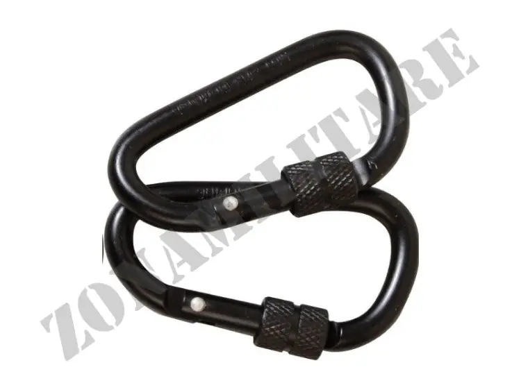 Moschettone Locking Carabiner Colore Nero 2Pcs 6Mm