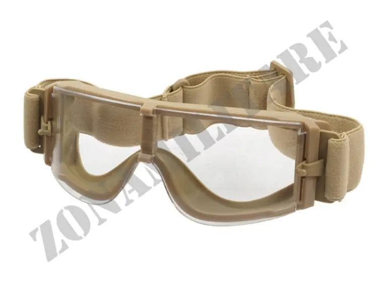 Occhialone Tipo X800 Lente Trasparente Scocca Tan