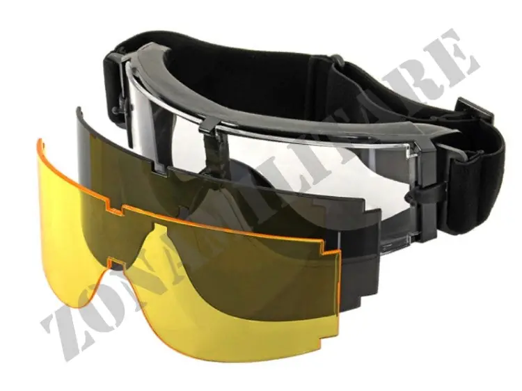 Occhialone Tipo X800 Set 3 Lenti Scocca Nera