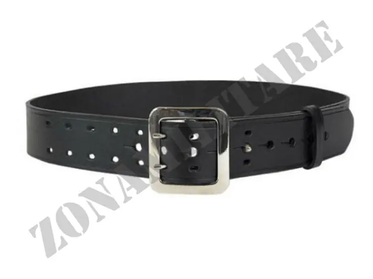 CINTURONE IN CUOIO NERO A TRE FORI CON FIBBIA VEGA HOLSTER