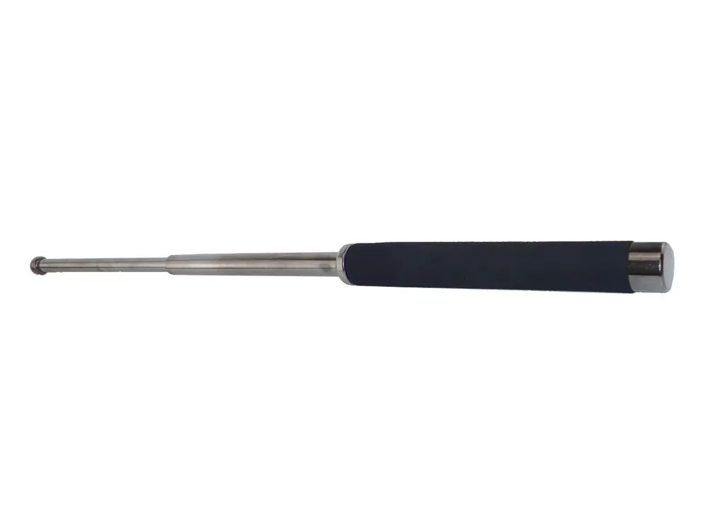 BASTONE TELESCOPICO DA 53CM CROMATO SCURO CON MANICO IN SPUGNA NERA
