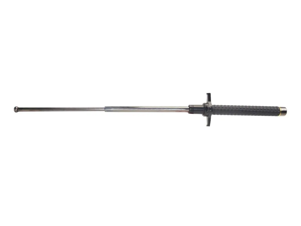 BASTONE TELESCOPICO DA 76,2cm CON GRIP NERO IN GOMMA E PARAMANO