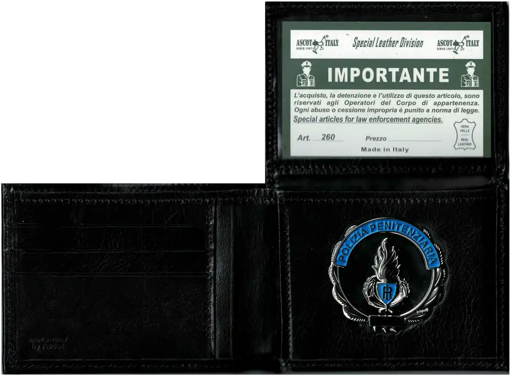 PORTAFOGLIO CON PLACCA POLIZIA PENITENZIARIA ASCOT