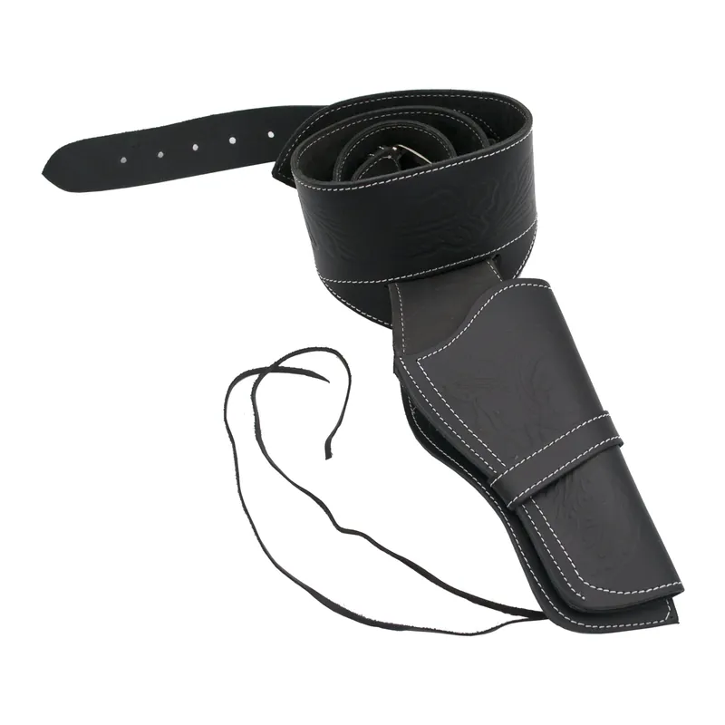 CINTURONE WESTERN IN CUOIO NERO A SINGOLA FONDINA THIRD AMONT