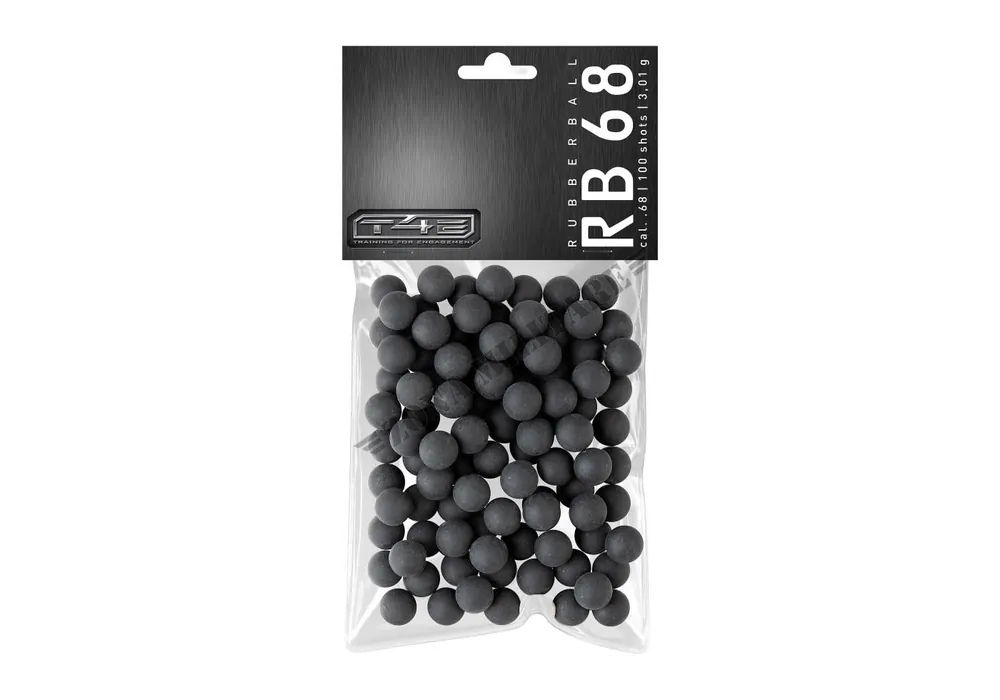 MUNIZIONI CAL. 68 PRACTICE RUB 3,01 g IN GOMMA CONFEZIONE DA 100 PEZZI T4E