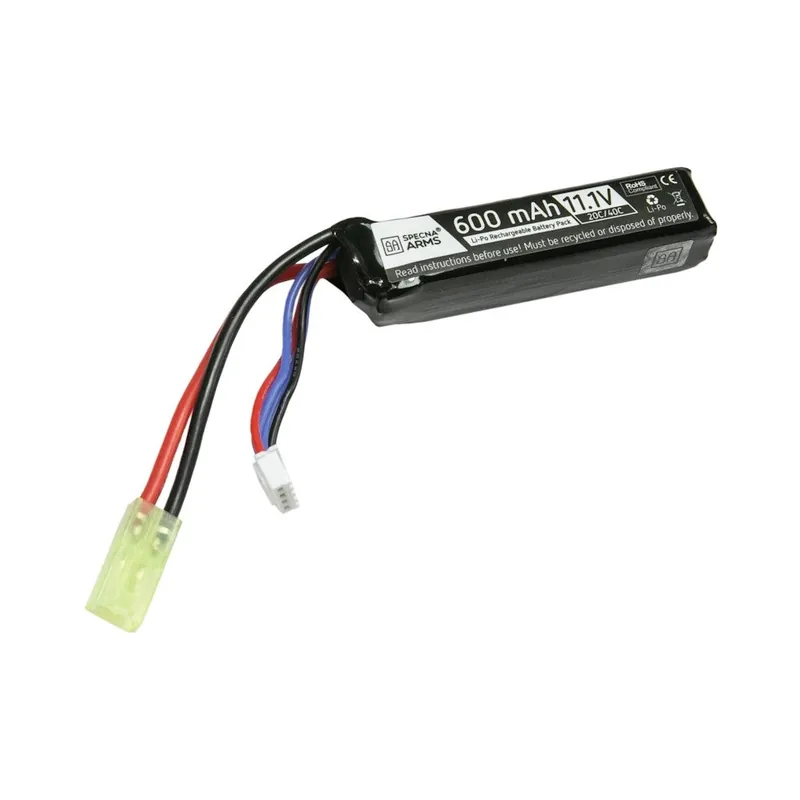 BATTERIA LI-PO 11.1V x 600MAH 20/40C STICK ATTACCO MINI TAMIYA SPECNA ARMS