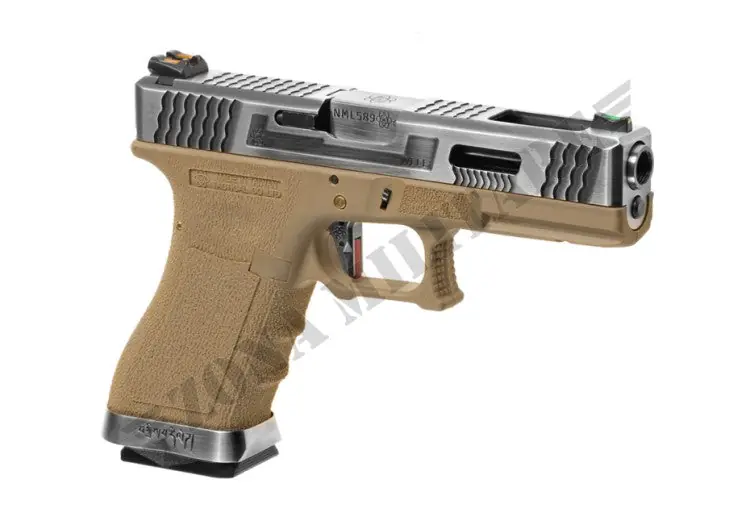 G-Force 17 Sv Silver Barrel Metal Version Desert Gbb We