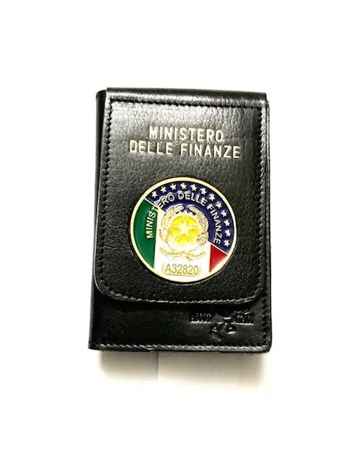 PORTAFOGLIO MINISTERO DELLE FINANZE IN PELLE CON PLACCA E SCRITTA SUPERIORE ASCOT