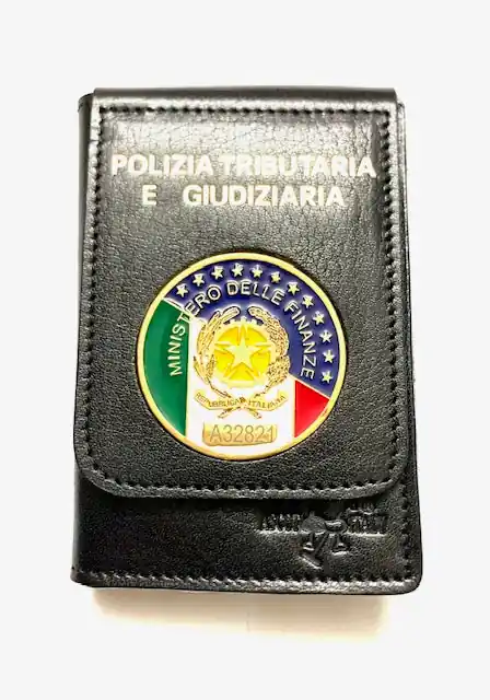 PORTAFOGLIO POLIZIA TRIBUTARIA E GIUDIZIARIA CON PLACCA E SCRITTA SUPERIORE ASCOT