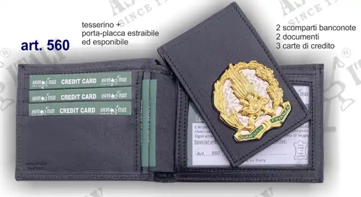 PORTAFOGLIO GUARDIA DI FINANZA CON PORTATESSERINO ESTRAIBILE ED ESPONIBILE ASCOT
