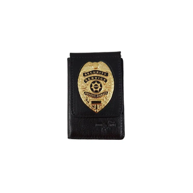 Portafoglio in pelle con placca Security Service ascot