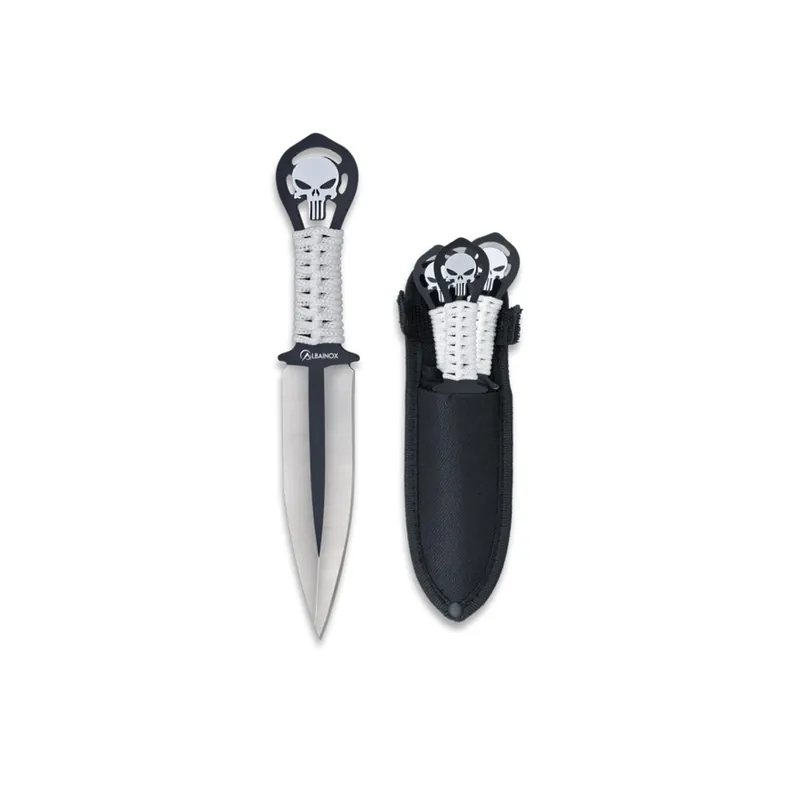 Set coltelli da lancio teschio 9,5 cm 3 pz.