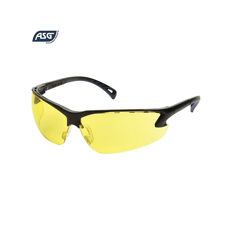 ASG - Occhiali da tiro con lente gialla e astine regolabili