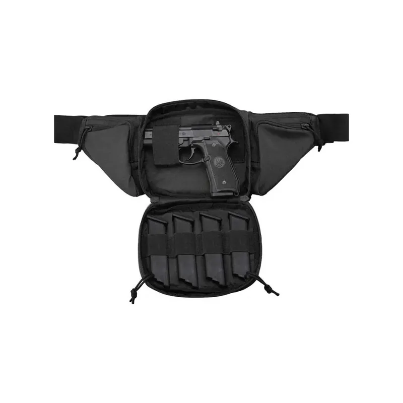 Marsupio nero in cordura con fondina Interna per Beretta 92 / 98 / APX / PX4 Glock 19 / 17 / 43 / 45