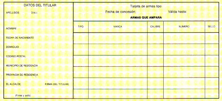 TARJETAS DE ARMAS