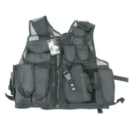 Gilet Tattico 10 tasche con fondina NERO