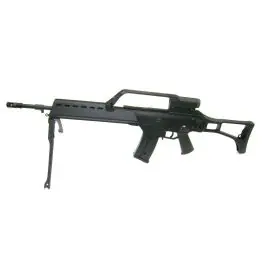 Fucile elettrico G36 lungo completo di ottica integrata e bipiede nero Jing Gong (608-5)