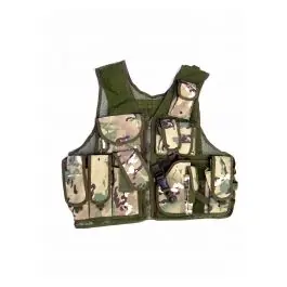 Gilet tattico 10 tasche con fondina MULTICAM