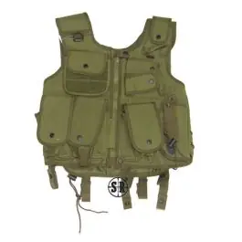 Gilet tattico 7 tasche +fondina verde