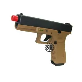 Pistola Glock 17 ultima generazione scarrellante a gas nera/tan WE (W057BT)