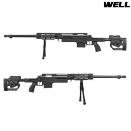 SNIPER RIFLE BOLT ACTION BLACK MSR ASSAULT TYPE WELL CON BIPIEDE