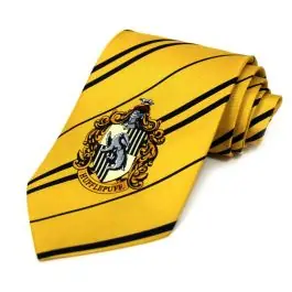 Cravatta gialla con stemma Tasso Rosso dal film Harry Potter