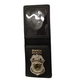 Portafoglio e portatessera in pelle con porta placca ""Guardia Giurata"" estraibile Vega Holster (1WE27N)