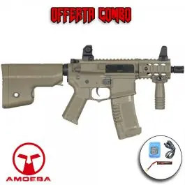 Fucile M4 Stubby Amoeba Dark Earth Tan Ares Offerta Combo Completo (AR-AM7TPAC)