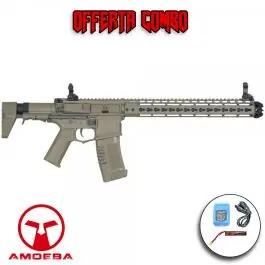 Fucile Elettrico M4 AM-016 OCTARMS Keymod 13.5"" Dark Earth Tan Amoeba Ares Offerta Combo Completo (AR-AM16BPAC)