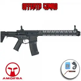 Fucile Elettrico M4 AM-016 OCTARMS Keymod 13.5"" Nero Amoeba Ares Offerta Combo Completo (AR-AM16BPAC)