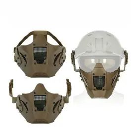 Maschera mezzi viso con attacco per elmetto o con elastici Tan