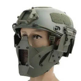 Maschera mezzi viso con attacco per elmetto o con elastici verde