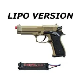 Pistola elettrica professionale gearbox in metalloBeretta 92 con Batteria Li-Po Tan Cyma (CM126TBLIPO)