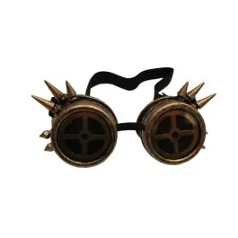 Occhiali regolabili in stile STEAMPUNK con punte dorate laterali e ingranaggi in lente