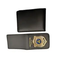 Portafoglio e portatessera in pelle con porta placca ""Protezione Civile"" estraibile Vega Holster (1WE115N)