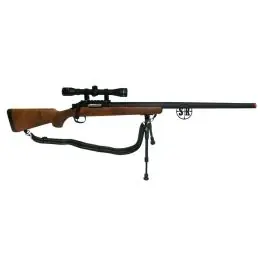 Carabina WELL a molla legno con bipiede+ottica 4x32 (MB03BW-O)
