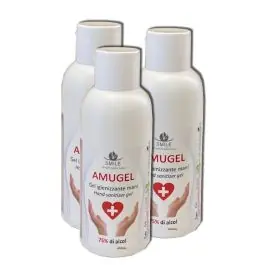 Amugel Gel igienizzante per mani - 3 pcs - 100 ml - Alcol 75% - Smile