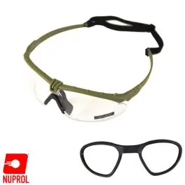 Occhiali protettivi ""Battle Pro‘s"" con fascia elastica - Verdi - Lente Neutra - Nuprol (6042-GNCL-OPT)