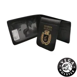 Portafoglio e portatessera in pelle con porta placca ""Guardia Giurata"" estraibile Vega Holster (1WE15B)