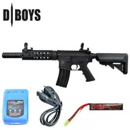Fucile Elettrico M4 Rail 7"" Silenziato Combat Marine D BOYS (3881) Offerta Combo - Batteria + Carica Batteria